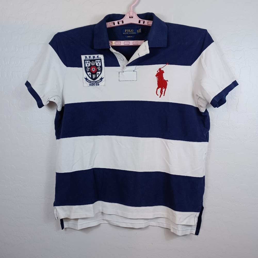 POLO RALPH LAUREN VINTAGE MEN'S SHIRT 1926-29 White/Blue XL